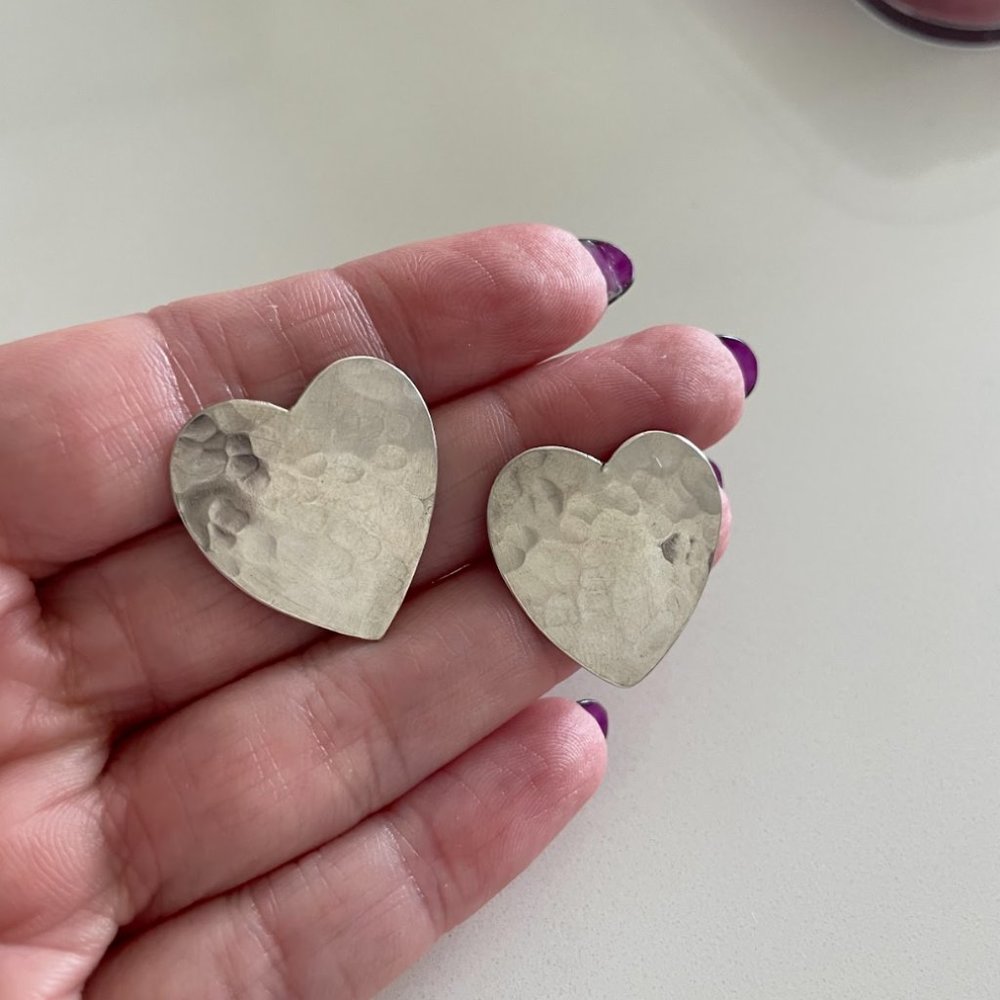 Hammered Heart Vintage Sterling earrings